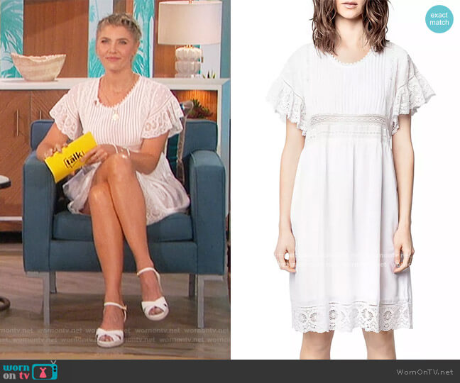 Zadig & Voltaire Lace Trimmed High Waist Dress worn by Amanda Kloots on The Talk