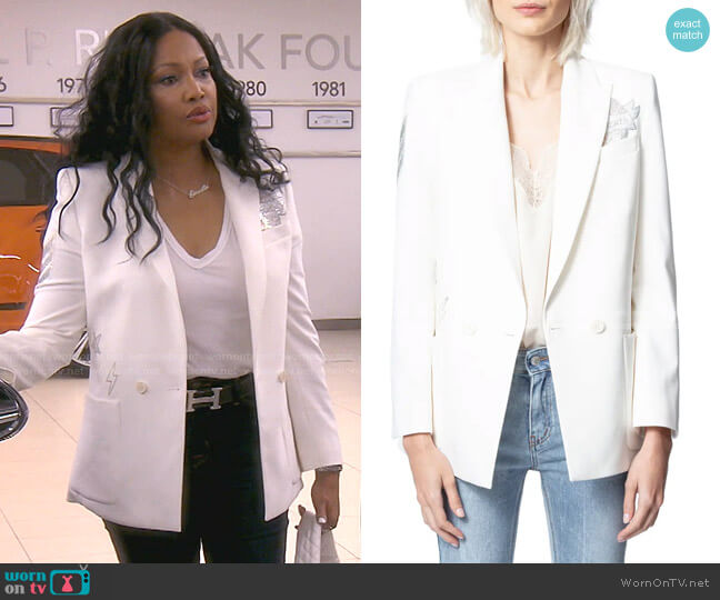 Zadig & Voltaire Visko Crystal Embellished Blazer worn by Garcelle Beauvais on The Real Housewives of Beverly Hills