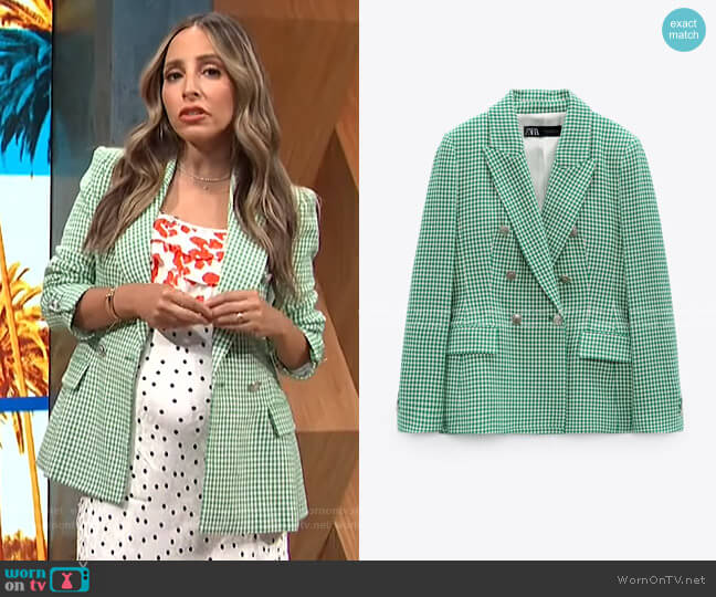 Zara Fitted Houndstooth Blazer worn by Lilliana Vazquez on E! News