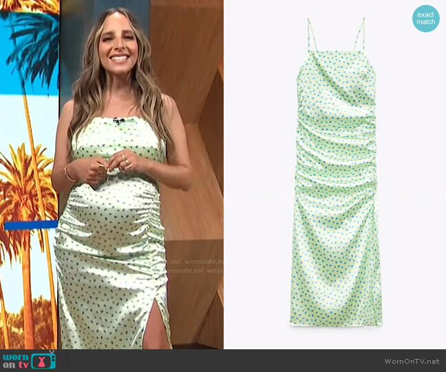 Zara Satin Effect Floral Print Dress worn by Lilliana Vazquez on E! News