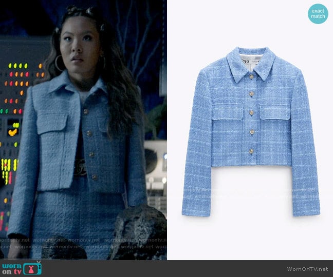 Zara Cropped Textured Blazer worn by Mary Hamilton (Nicole Kang) on Batwoman