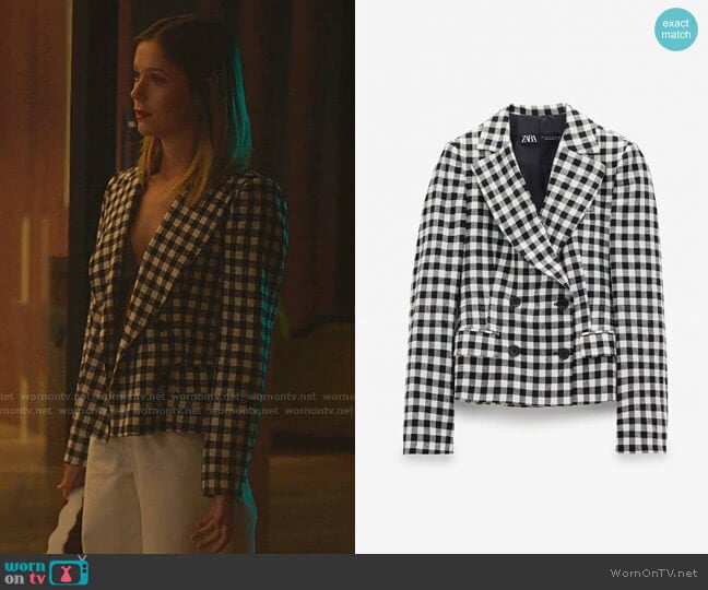 Zara Gingham Blazer worn by Cayetana Grajera Pando (Georgina Amoros) on Elite