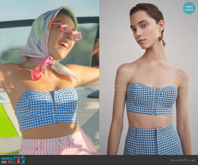Zara Cropped Gingham Top worn by Ari Blanco (Carla Diaz) on Elite