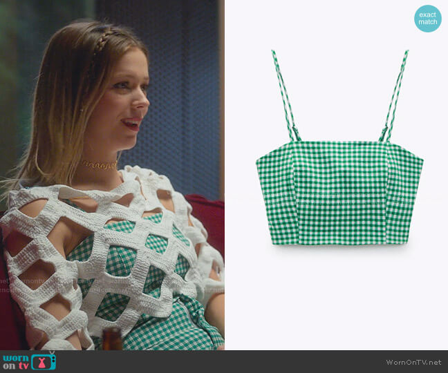 Zara Gingham Cropped Top worn by Cayetana Grajera Pando (Georgina Amoros) on Elite