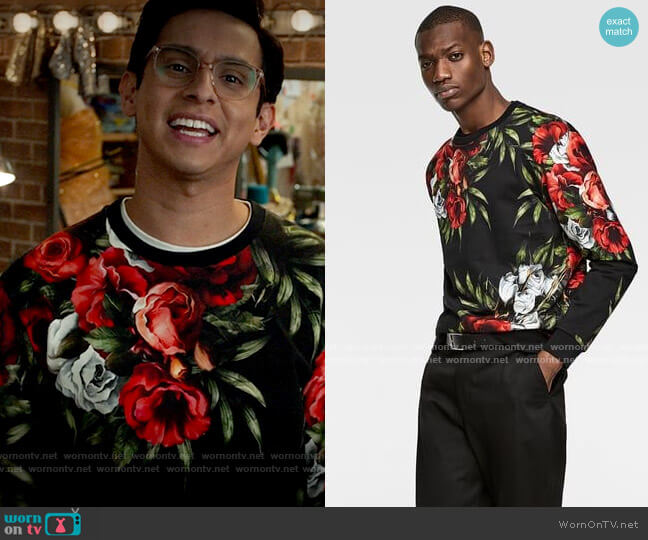 Zara Rose Print Sweatshirt worn by Carlos Rodriguez (Frankie A. Rodriguez) on High School Musical The Musical The Series
