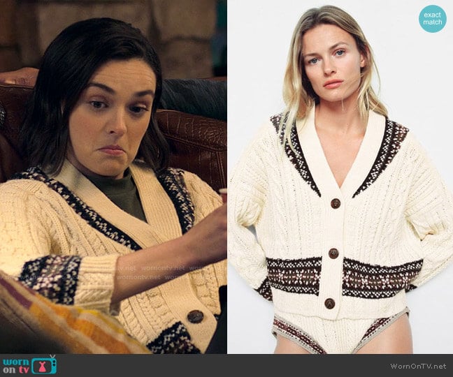 Zara Oversized Jacquard Cardigan worn by Lucy (Ava Capri) on Love Victor