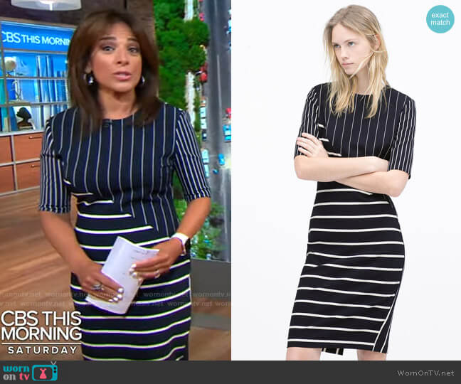 Zara Striped Dress worn by Michelle Miller on CBS Mornings