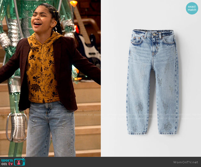 Zara Girls Sparkly Mom Jeans worn by Millicent (Jaidyn Triplett) on iCarly