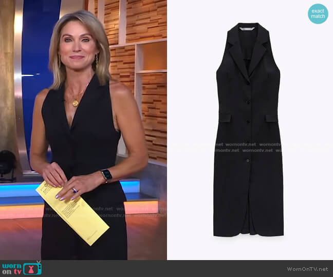 Zara Tailored Linen Dress worn by Amy Robach on Good Morning America