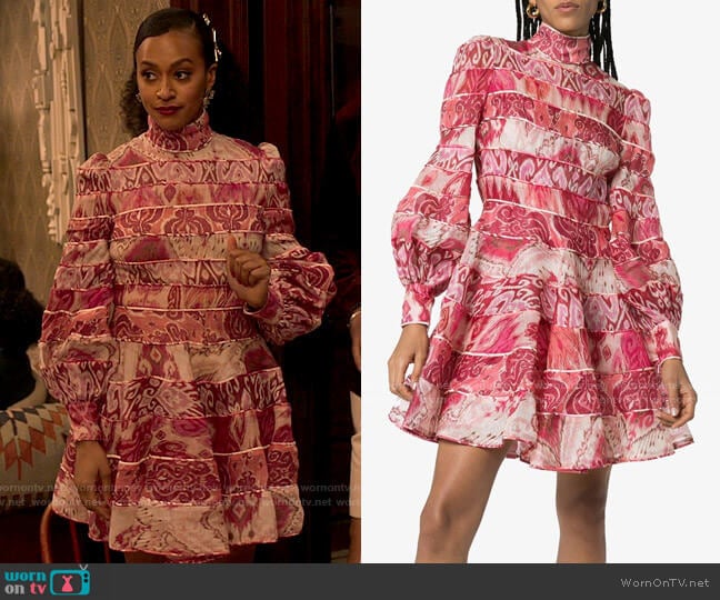 Zimmermann Wavelength Spliced Mini Dress worn by Sondi Hill (Corbin Reid) on Run the World