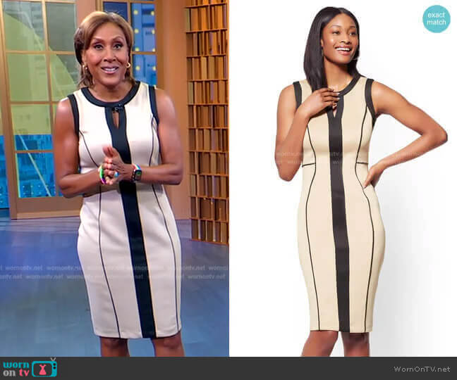 New York & Company 7th Avenue Colorblock Sheath Dress worn by Robin Roberts on Good Morning America