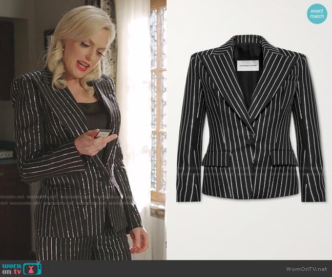Alexandre Vauthier Crystal-Embellished Wool Blazer worn by Alexis Carrington (Elaine Hendrix) on Dynasty