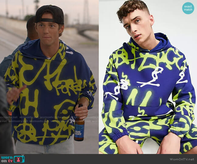 ASOS Design Oversized Hoodie with All-over Graffiti Print