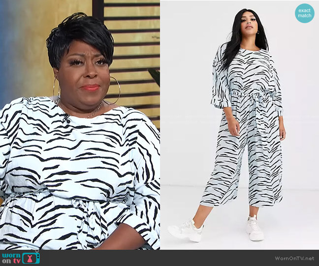 Asos Curve Tie Waist Jumpsuit in Tiger Print worn by Loni Love on E! News