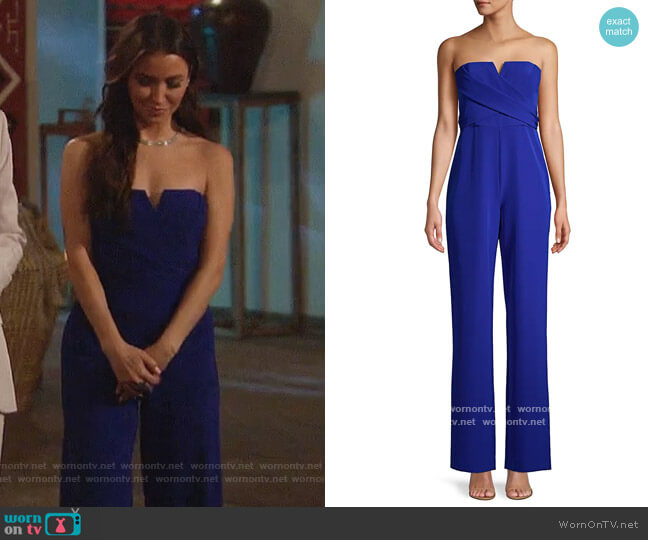 Aidan by Aidan Mattox Strapless Crepe Jumpsuit worn by Kaitlyn Bristowe on The Bachelorette