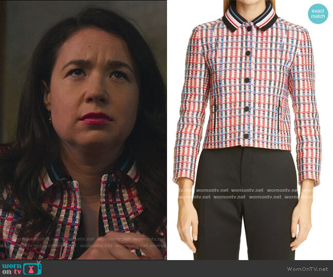 Akris Punto Check Tweed Cotton Blend Jacket worn by Marissa Gold (Sarah Steele) on The Good Fight