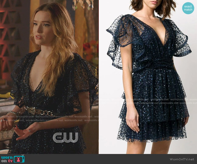 Alberta Ferretti Ruffle Trim Mini Dress worn by Kirby Anders (Maddison Brown) on Dynasty