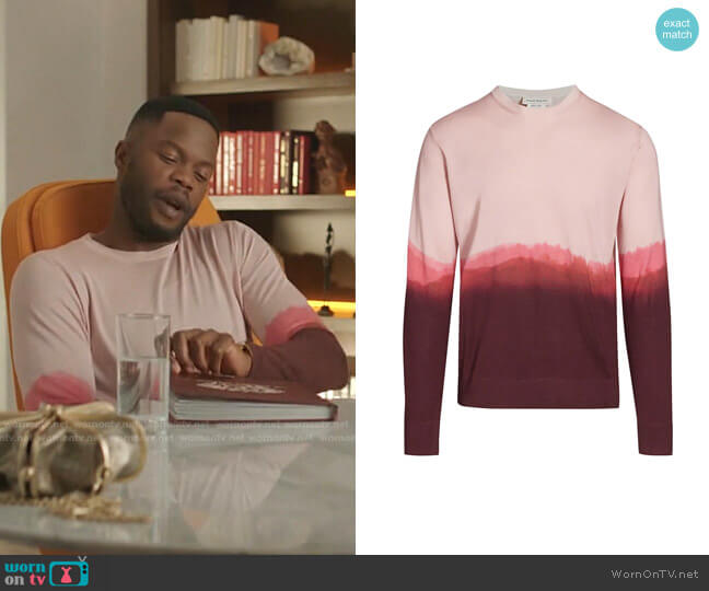 Alexander McQueen Dip-Dye Silk Crewneck Sweater worn by Jeff Colby (Sam Adegoke) on Dynasty