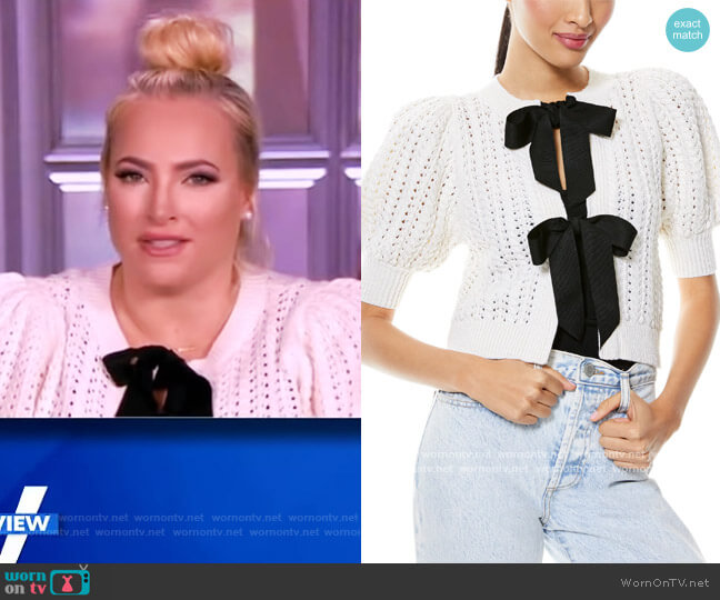 Alice + Olivia Kitty Puff-Sleeve Cardigan worn by Meghan McCain on The View