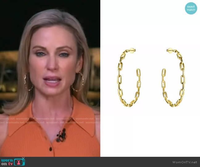 Accessory Concierge Anchor Chain Hoops worn by Amy Robach on Good Morning America