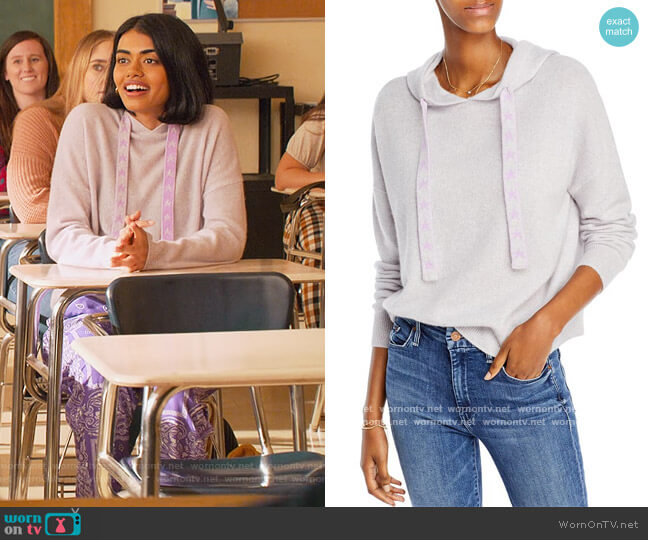Aqua Cashmere Cashmere Star Cord Hoodie worn by Aneesa (Megan Suri) on Never Have I Ever