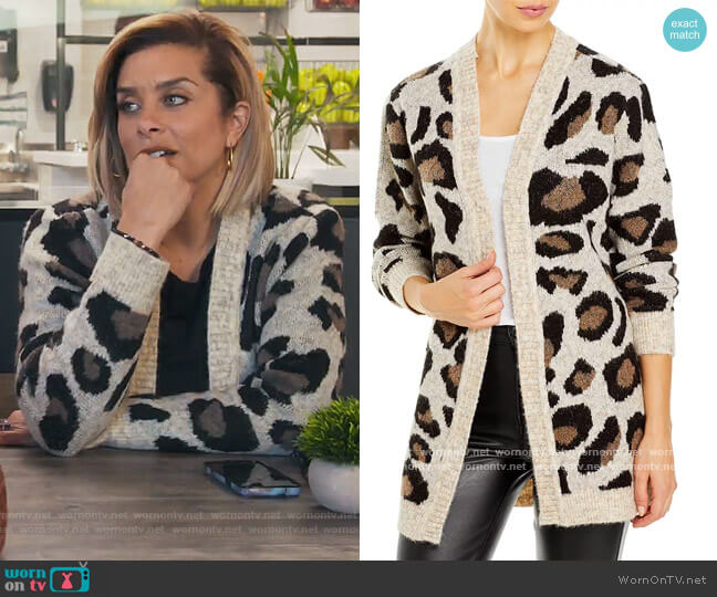 Aqua Leopard Open-Front Cardigan worn by Robyn Dixon on The Real Housewives of Potomac