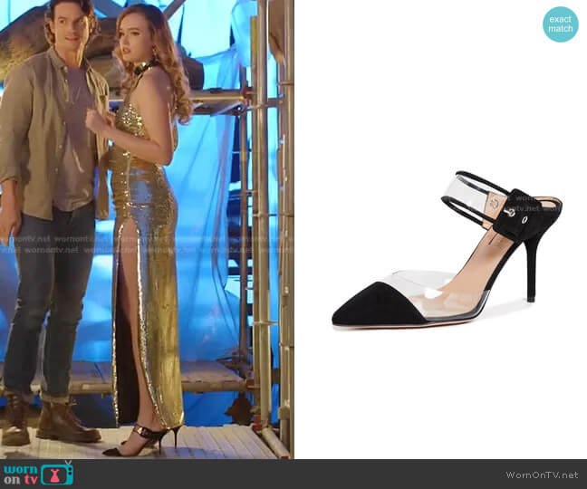 Aquazzura Optic 85mm Mules worn by Kirby Anders (Maddison Brown) on Dynasty