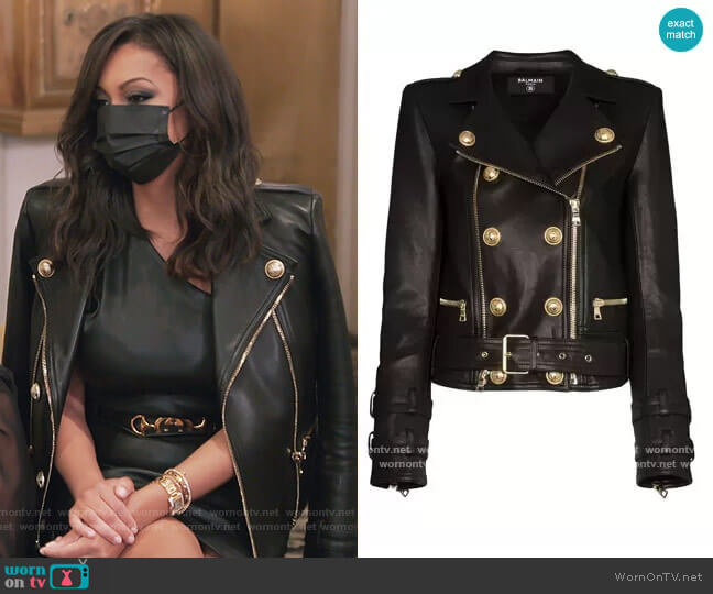 Balmain Double-breasted Biker Jacket worn by Ebony K. Williams on The Real Housewives of New York City