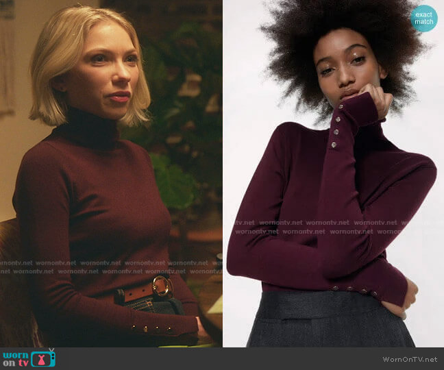 Zara Basic Turtleneck Sweater in Burgundy worn by Kate Keller (Tavi Gevinson) on Gossip Girl