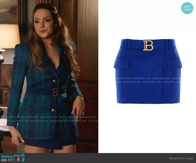 Balmain Belted Short Skirt worn by Fallon Carrington (Elizabeth Gillies) on Dynasty