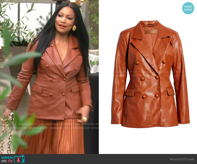 Blank NYC The Nightingale Faux Leather Blazer worn by Garcelle Beauvais on The Real Housewives of Beverly Hills