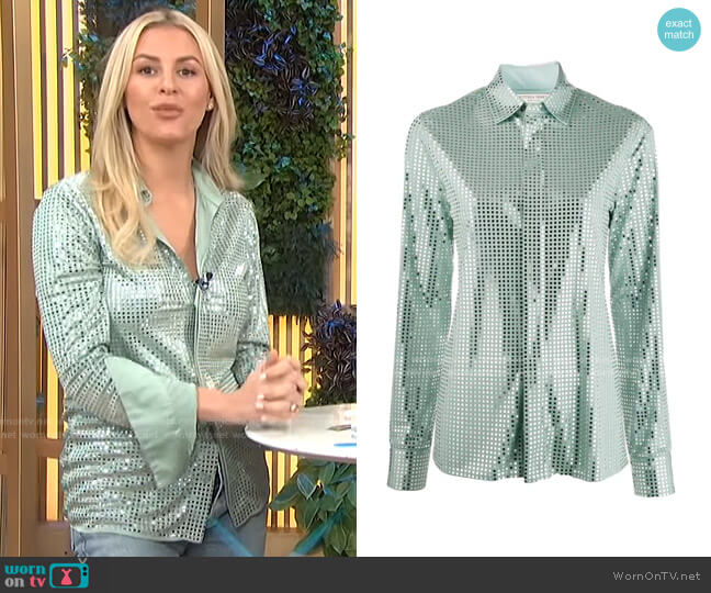 Bottega Veneta Mirror Sequin Detail Shirt worn by Morgan Stewart on E! News