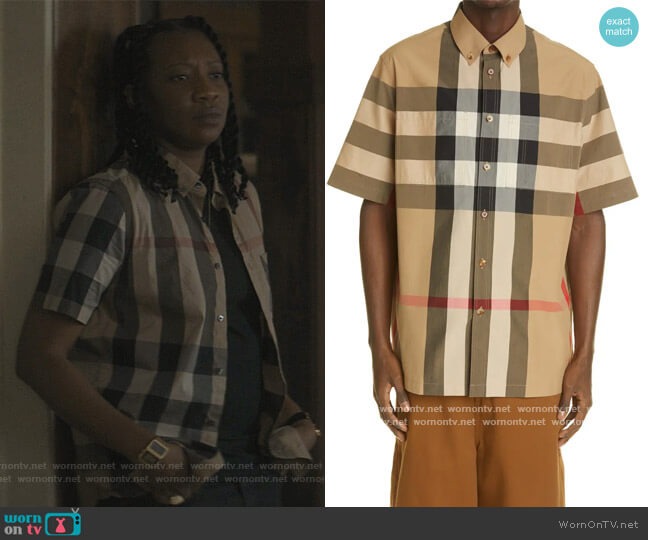 Burberry Thames Check Short Sleeve Button-Down Shirt worn by Dre (Miriam A Hyman) on The Chi