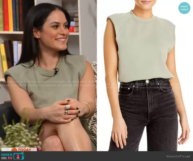 Jonathan Simkhai Channing Terry Shoulder Pad Sweatshirt Bodysuit worn by Donna Farizan on Today