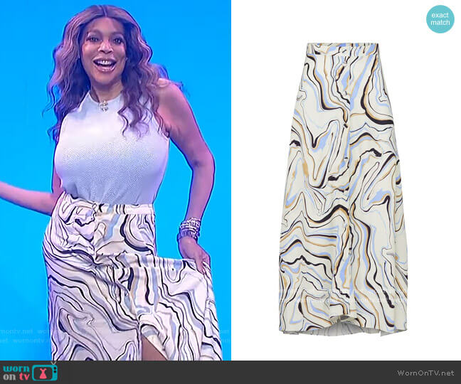 Chinti & Parker Marble Skirt worn by Wendy Williams on The Wendy Williams Show