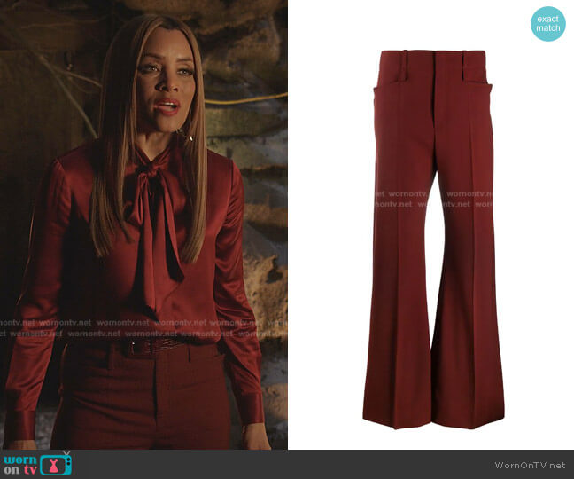 Chloe High-Rise Flared Trousers worn by Dominique Deveraux (Michael Michele) on Dynasty