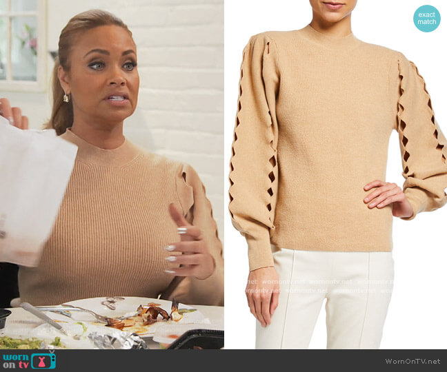 Chloe Scalloped cut-out knitteed Jumper worn by Gizelle Bryant on The Real Housewives of Potomac