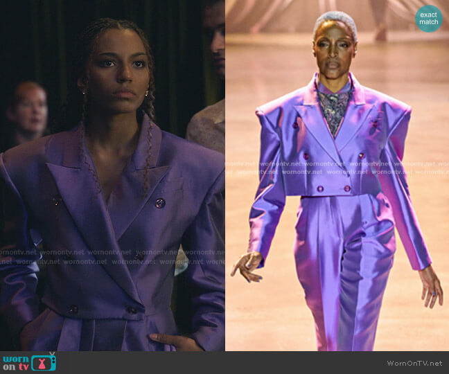 Christopher John Rogers Double-Breasted Cropped Blazer Jacket worn by Monet de Haan (Savannah Lee Smith) on Gossip Girl