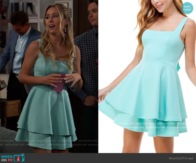 City Studios Juniors' Tie-Back Fit & Flare Dress worn by Josslyn Jacks (Eden McCoy) on General Hospital
