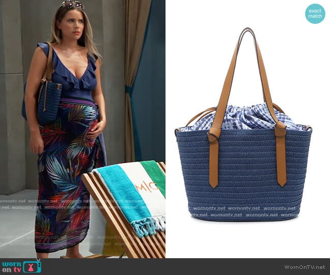DSW Straw Tote worn by Sasha Gilmore (Sofia Mattsson) on General Hospital