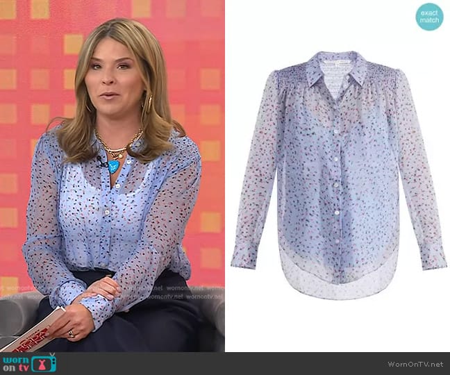 Veronica Beard Dazed Silk Floral Button-Down Shirt worn by Jenna Bush Hager on Today