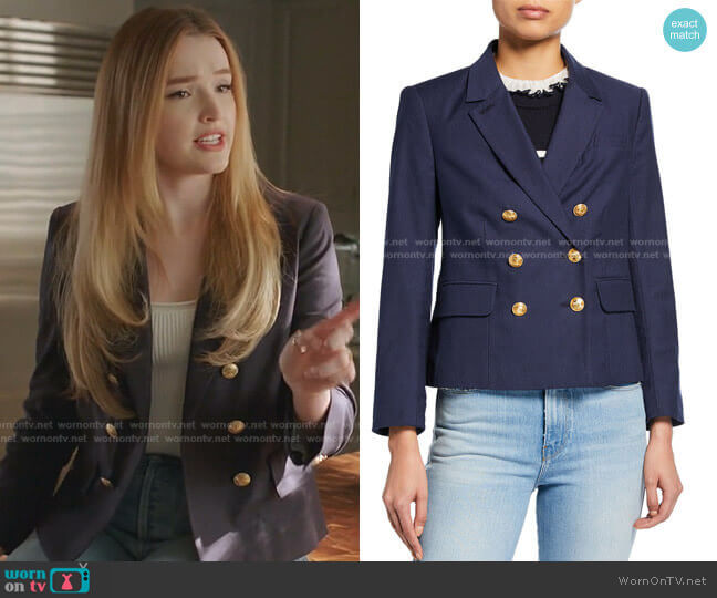 Frame Double Breasted Shrunken Blazer worn by Kirby Anders (Maddison Brown) on Dynasty