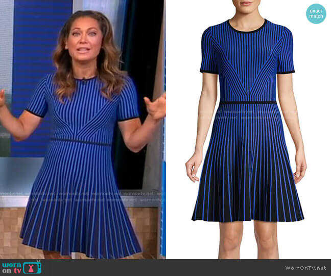 Shoshanna Drava Stripe Cocktail Dress worn by Ginger Zee on Good Morning America