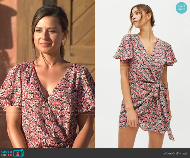 Dress Forum Floral Wrap Mini Dress worn by Katie Thurston on The Bachelorette