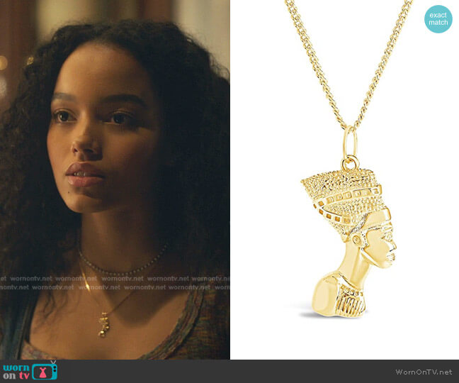 Sterling Forever Egyptian Pharaoh Bust Necklace worn by Zoya Lott (Whitney Peak) on Gossip Girl