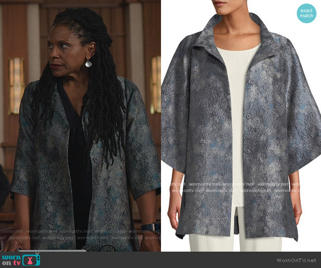 Eileen Fisher Cosmos Jacquard 3/4-Sleeve Jacket worn by Liz Reddick-Lawrence (Audra McDonald) on The Good Fight