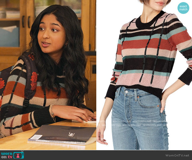 Ella Moss Dense Crop Pullover Sweater worn by Devi Vishwakumar (Maitreyi Ramakrishnan) on Never Have I Ever