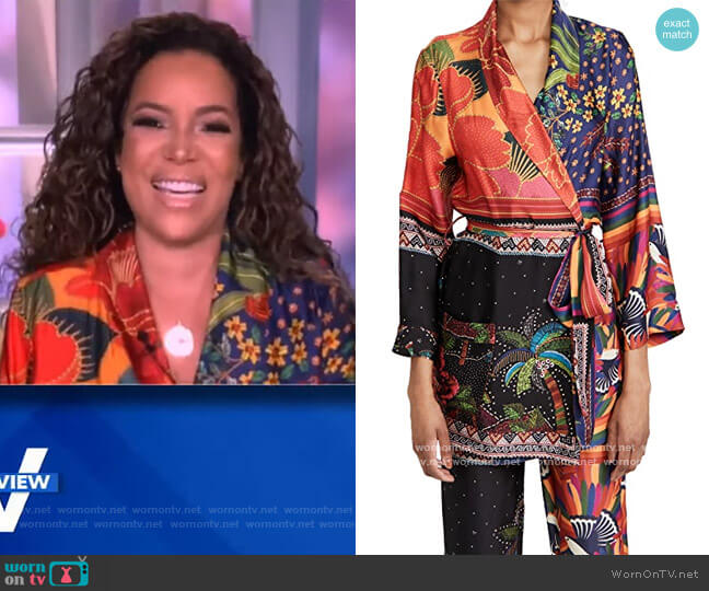 FARM Rio Mix Scarves Kimono worn by Sunny Hostin on The View