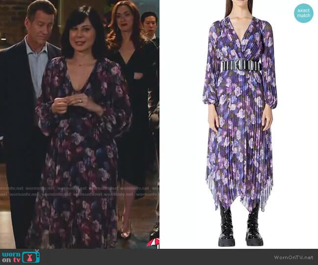 The Kooples Floral Print Pleated Midi Dress worn by Cassandra Nightingale (Catherine Bell) on Good Witch