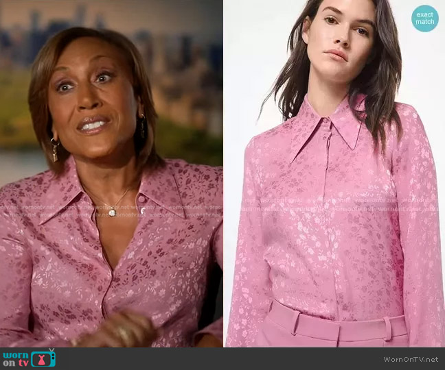 Michael Kors Floral Silk Jacquard Shirt worn by Robin Roberts on Good Morning America